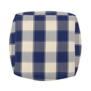 Connor - Checkered Square Pouf Ottoman And Floor Cushion - Ivory / Navy by HouseOfZazla