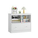 Toy Storage Organizer With Large Drawer And Low Bookshelf For Nursery & Playroom - White by HouseOfZazla