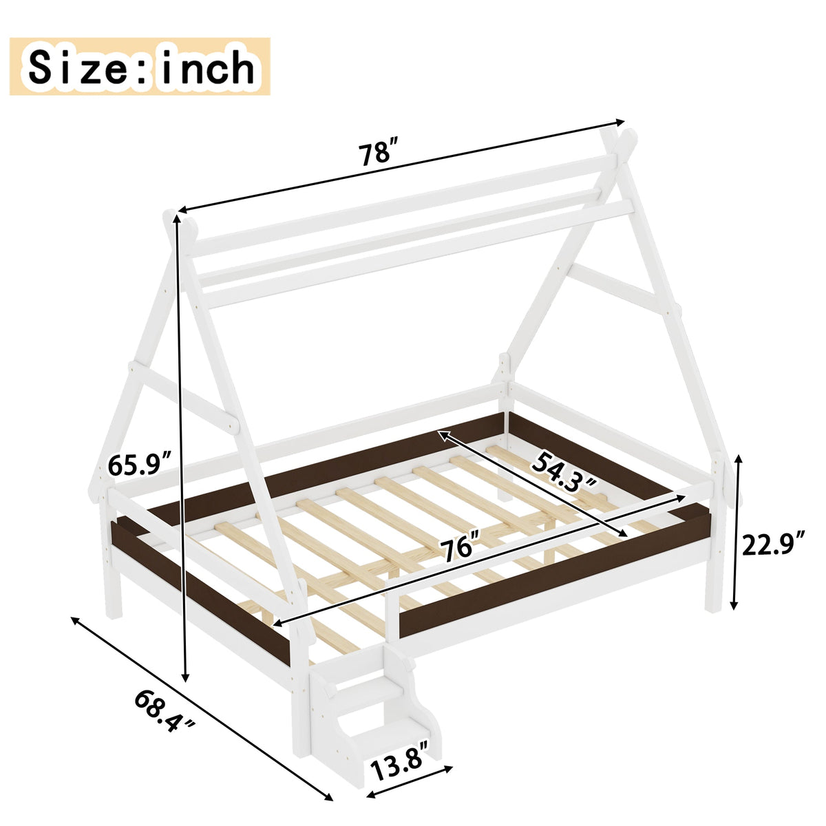 Full House Platform Bed with Stairs, photo 5 of 10