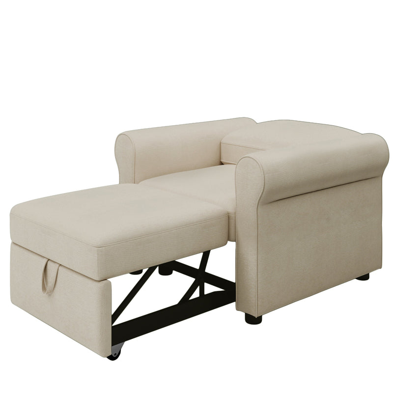 3-in-1 Sofa Bed Chair, Convertible Sleeper Chair Bed,Adjust Backrest Into a Sofa,Lounger Chair,Single Bed,Modern Chair Bed Sleeper for Adults,Beige