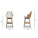 Bahama 30' Cane Rattan High-Back Swivel Bar Stool with Recessed Arms, Two-Tone Neutral Gray Polyester Wool Blend