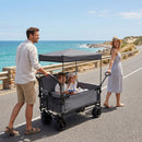 Folding Wagon Cart with Bench Seat & Canopy, 500lbs Capacity