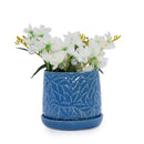 Ceramic Flowerpot, 7" Planter For Patio, Garden, Windowsill (Set of 2) - Antique Navy Blue by Unique Piece Furniture