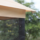 3-Seat Patio Swing Chair, Outdoor Gazebo Swing with Double Tier Canopy, Mesh Sidewalls, Cushioned Seat and Pillows, Beige