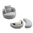 39" W Oversized Swivel Chair with moon storage ottoman for Living Room, Modern Accent Round Loveseat Circle Swivel Barrel Chairs for Bedroom Cuddle Sofa Chair Lounger Armchair, 4 Pillows, Teddy Fabric
