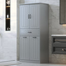 Modern Bathroom Storage Cabinet With Two Laundry Baskets, One Drawer, Adjustable Shelf
