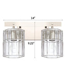 14"W Sloane 2-Light Vanity Polished Nickel with Clear Grooved Glass by LampsUSA