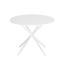 42.13" Modern Cross Leg Round Dining Table, White Top Occasional Table, Two Piece Removable Top, Matte Finish Iron Legs