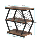 3 Tier End Table Frame With Geometric Design For Living Bedroom - Rustic Brown by HouseOfZazla