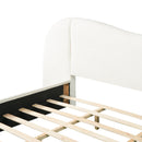 King Size Upholstered Bed Frame With Boucle Fabric Curved And Wide Headboard by HouseOfZazla