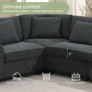 U Shaped Sectional Sofa 6 Seat Couch Set With Oversized Ottoman, Hidden Armrest Storage And Cup Holders USB Charging Ports Wide Seat Sofa by HouseOfZazla