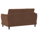 Dania - Upholstered Crescent Loveseat With Curved Tufted Arms - Rust by HouseOfZazla