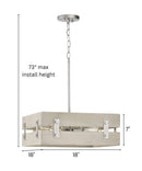 Hemsworth 4-Light 18"w Coastal Farmhouse Pendant Light Fixture Galvanized Bleached Oak Finish by Progress