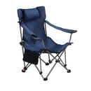 Outdoor Camping Chairs Folding Portable Adjustable Reclining Chair With Side Pockets & Cup Holder - Dark Blue by Unique Piece Furniture