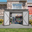 Outdoor Storage Shed, Tool House With Sloping Roof, 6 Vents And 2 Swing Doors For Backyard - Gray by HouseOfZazla