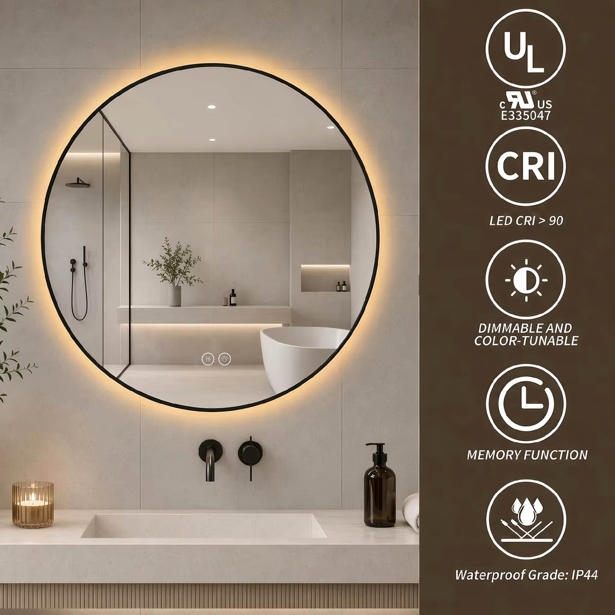 24" Round Bathroom Mirror, photo 7 of 10