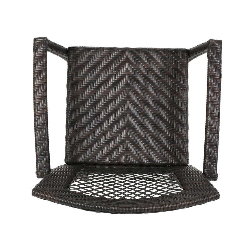 Walker Edison | Outdoor 46" Wicker Barstool (Set of 2), Multi Brown Finish