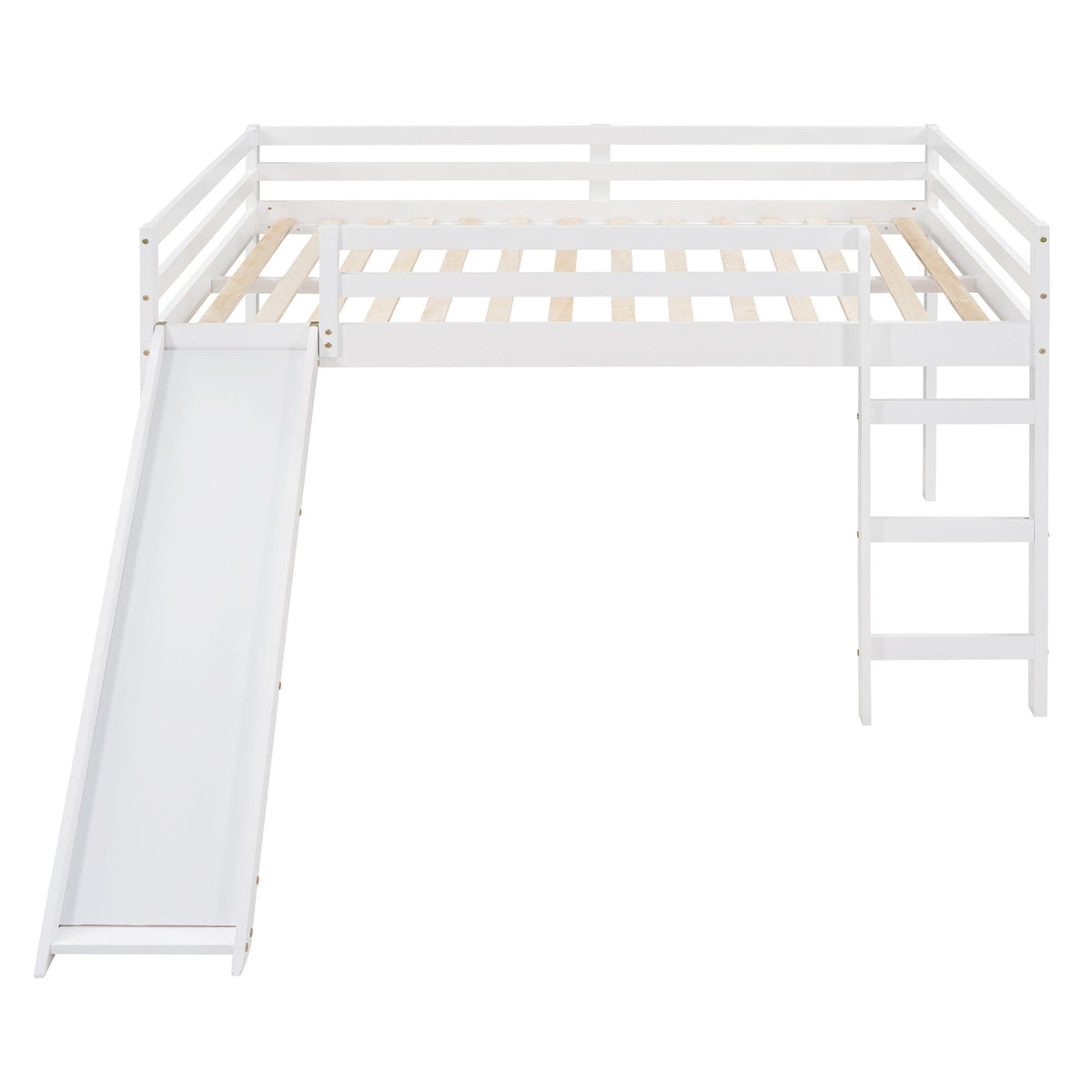 Full Loft Bed With Slide, Multifunctional Design - White, photo 3 of 14