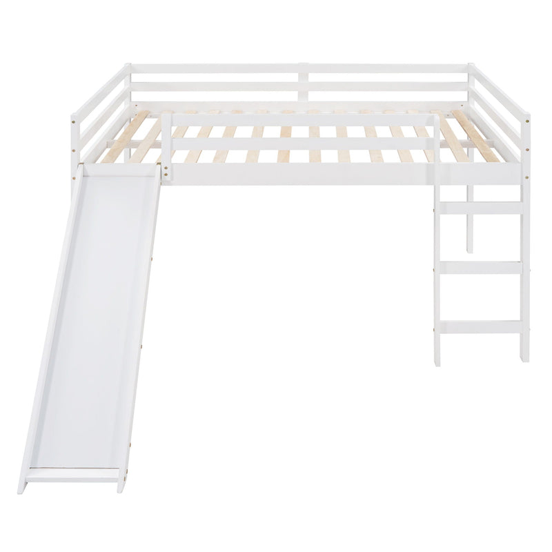 Full Loft Bed With Slide, Multifunctional Design - White, photo 3 of 14