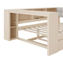 Upholstered Headboard Platform Bed With Storage Shelves, Trundle, Charging Station