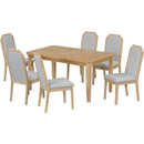 7-Piece Farmhouse Dining Set Classic Rustic Table and 6 high-back design Chairs for Dining Room, Kitchen (Natural Wood Wash)