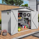 Outdoor Garden Storage Shed, Tool Shed With Pitched Roof Waterproof With 1 Window And 2 Lockable Door - White / Gray by HouseOfZazla