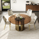 Modern Round Dining Table Set With Glass Top And Steel Legs by HouseOfZazla