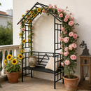 Metal Garden Arch with Bench Turned into Flower Stand by HouseOfZazla