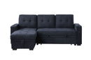Ashlyn II - 84"W Woven Fabric Reversible Sleeper Sectional Sofa with Storage Chaise by HouseOfZazla