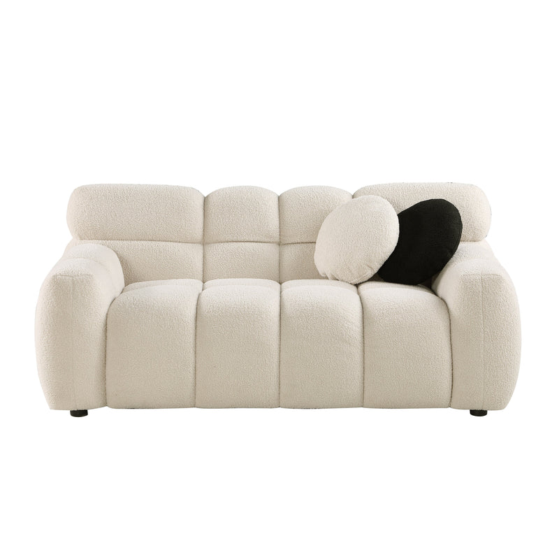 64.96 length, 35.83" deepth, human body structure for USA people, marshmallow sofa,boucle sofa, 2 seater, BEIGE BOUCLE