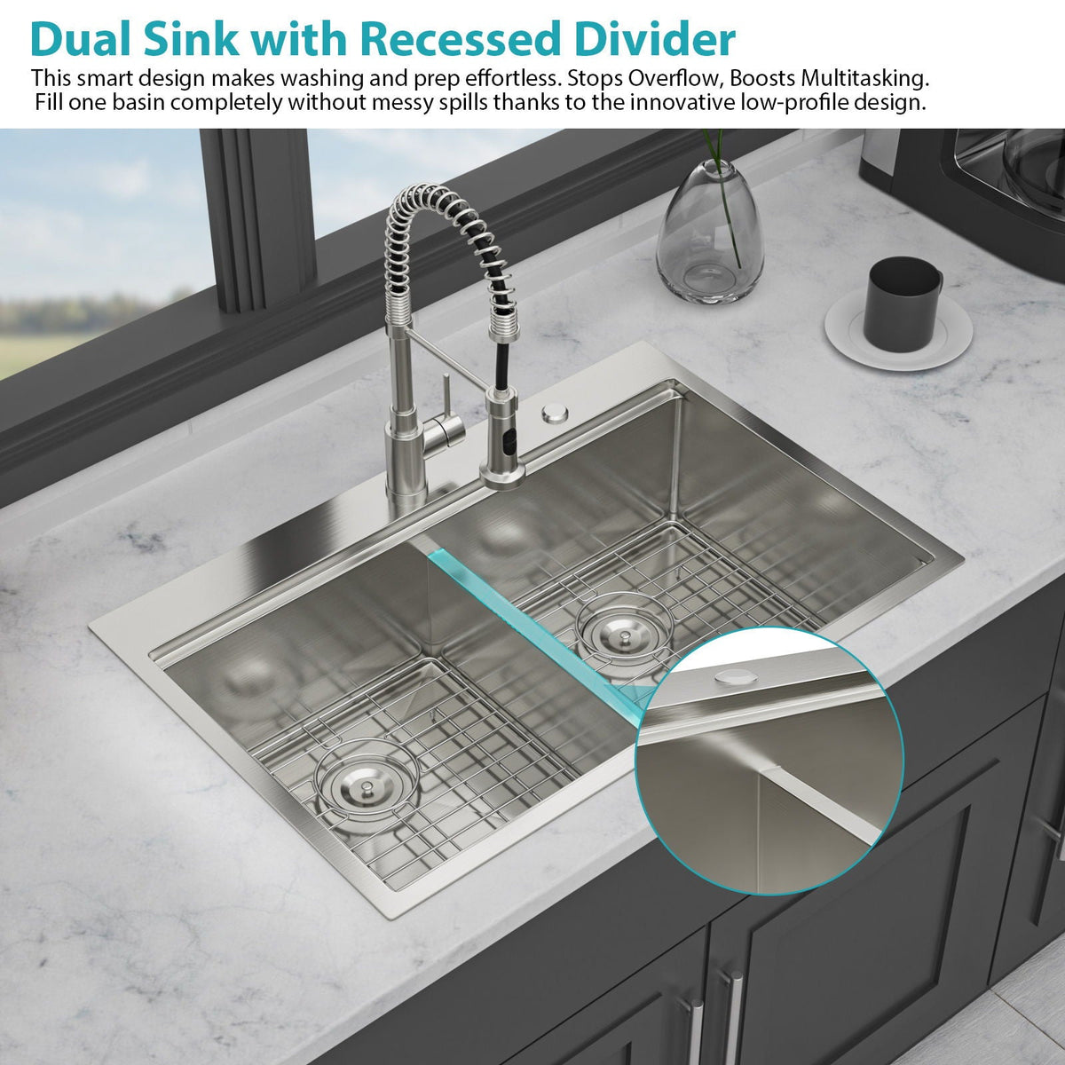 Topmount Drop In Kitchen Sink With Double Bowl Design, photo 7 of 20