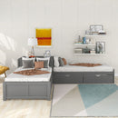L Shaped Platform Bed With Trundle And Drawers Linked With Built In Desk by HouseOfZazla
