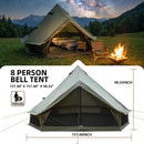 4 Season Bell Tent 13.1FT, Green Waterproof Glamping Yurt Tent by HouseOfZazla