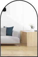 24x36 Inch Black Metal Framed Arched Bathroom Mirror by HouseOfZazla