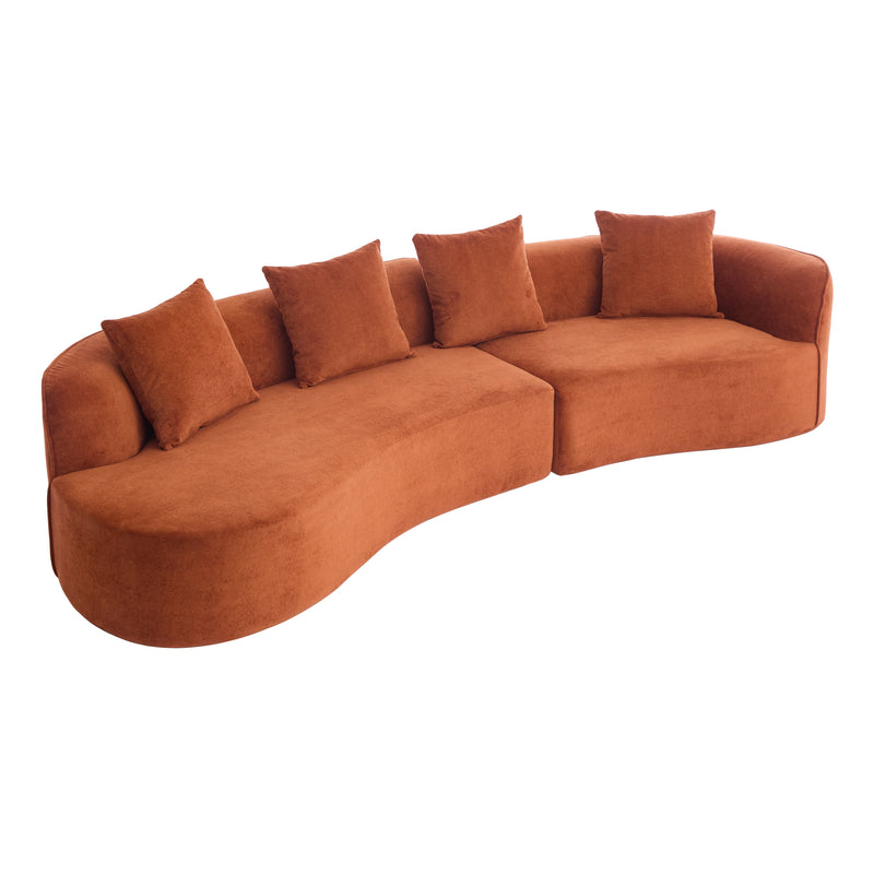 126" Curved Sectional Sofa (Dark Orange-D28 Full Foam), photo 2 of 10