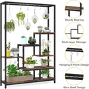 5 Tier Plant Stand With 6 Hooks For Living Room - Brown / Black by HouseOfZazla