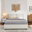 Queen Size Storage Upholstered Hydraulic Platform Bed with Integrated Headboard, Chenille Fabric, Beige