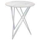 Halverson - Round Top Bar Table - White / Silver