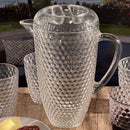 Diamond Cut Unbreakable Plastic Water Pitcher with Lid, 2.5 Quarts, Clear Acrylic, Easy-Pour Spout by HouseOfZazla