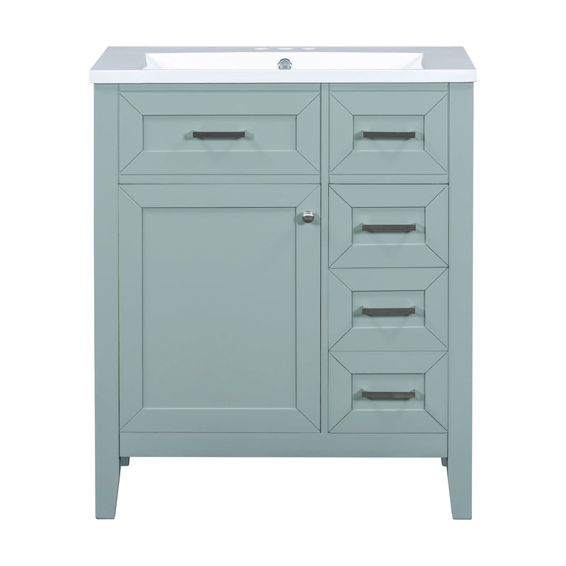 30" Bathroom Vanity with Sink Combo, Green Bathroom Cabinet with Drawers, Solid Frame and MDF Board