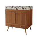 Mid-Century Free-Standing Bathroom Vanity with Faux Marble Top