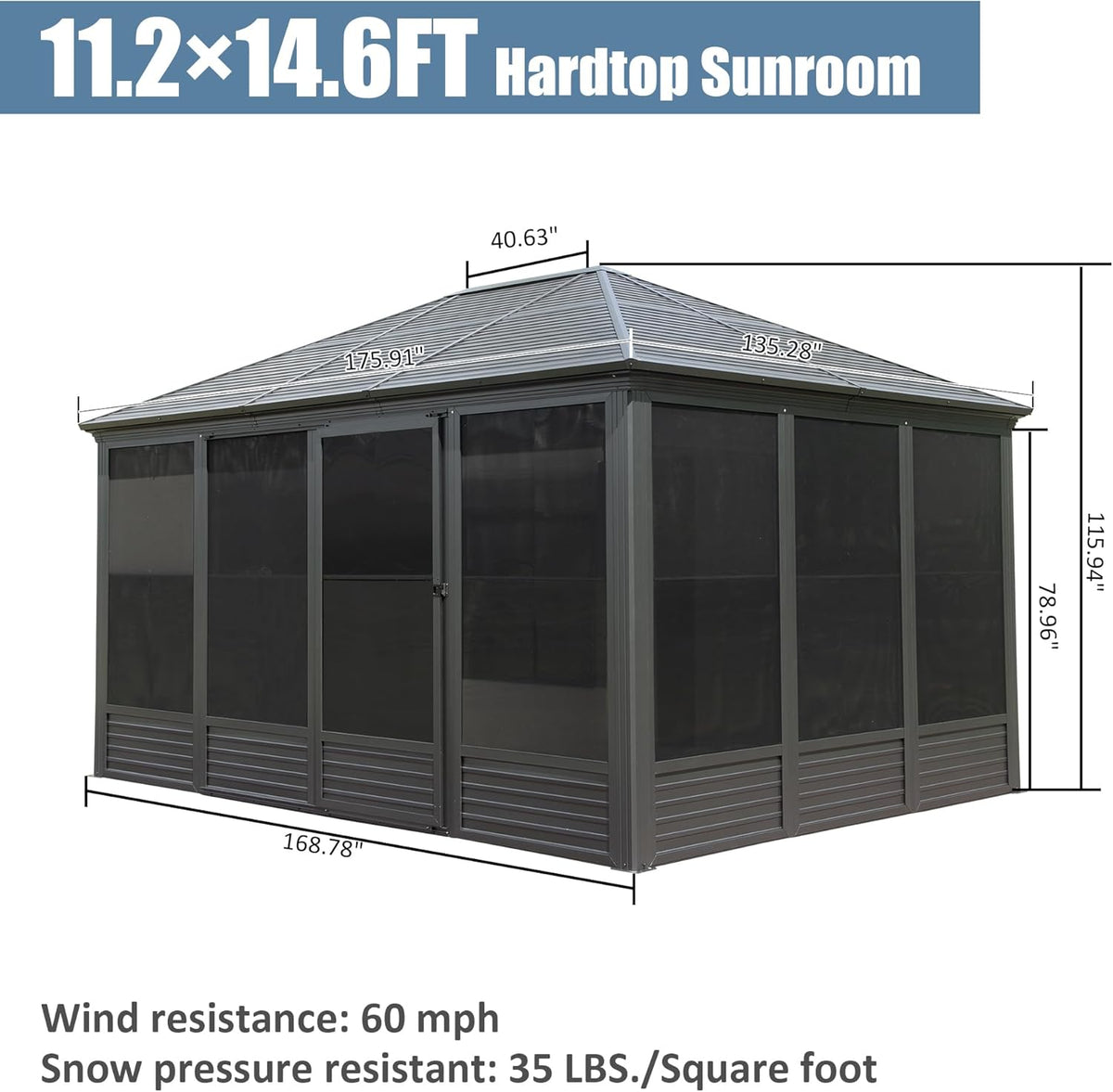 11.2x14.6FT Aluminum Hardtop Gazebo, photo 8 of 8