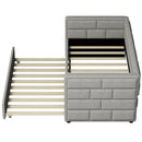 Upholstered Twin Size Daybed With Trundle, Padded Back And Sides - Gray by HouseOfZazla