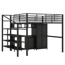 Full Size Loft Bed With Desk Set And Wardrobe - Black by HouseOfZazla
