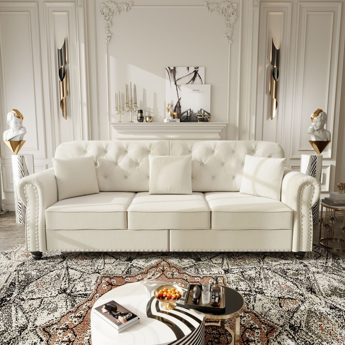 Upholstered 3 Seater Sofa Set With Ottoman, photo 17 of 39
