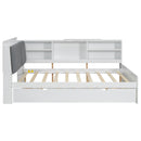 Platform Bed With Trundle, Shelves, And Storage Headboard