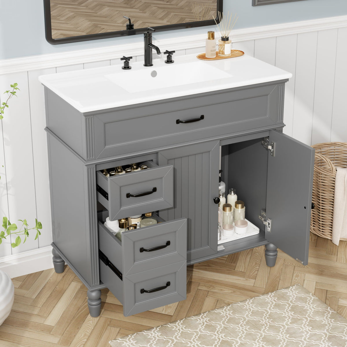 Bathroom Vanity With Sink, Freestanding Cabinet & Drawers, photo 23 of 40