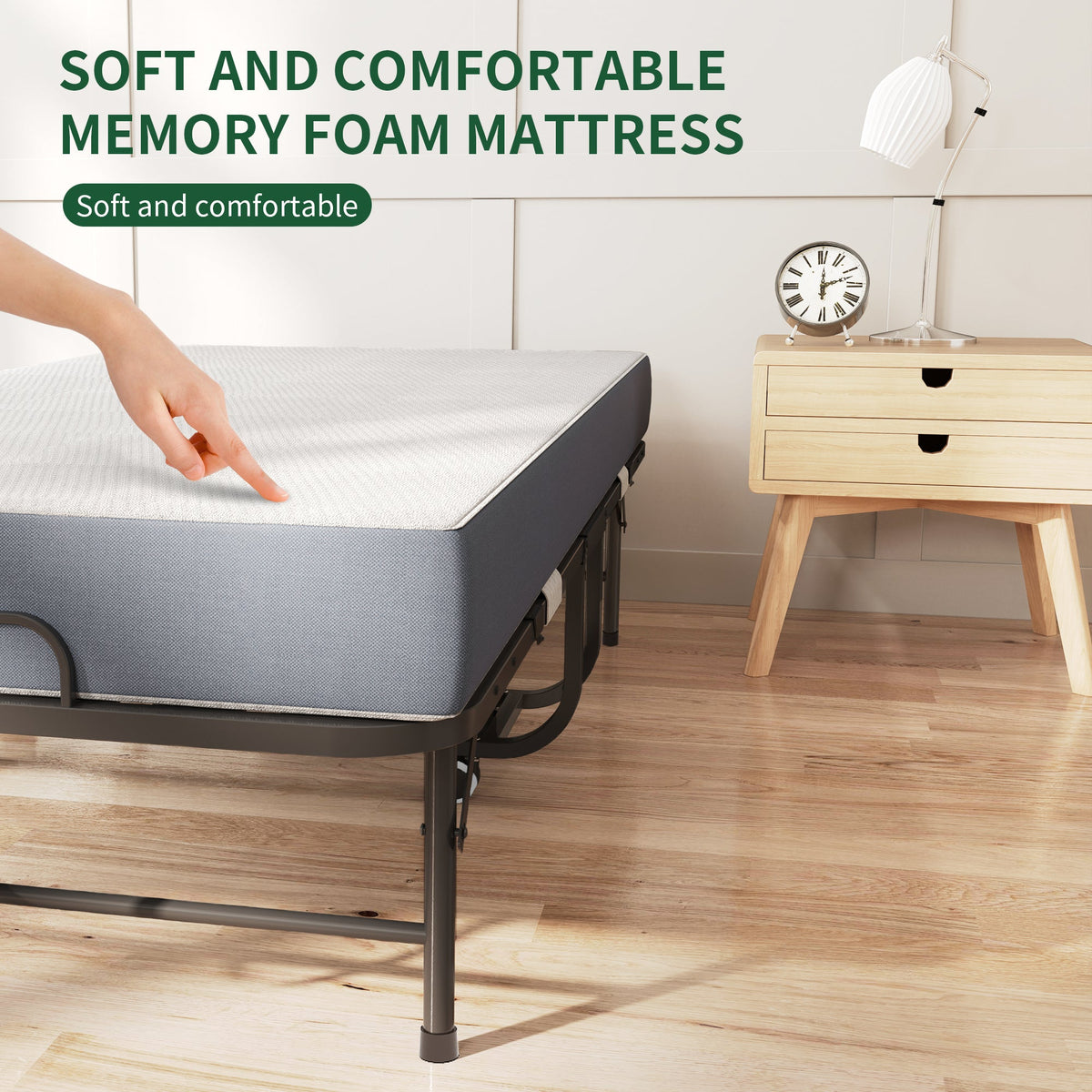 75 Inch Folding Bed with 5" Memory Foam Mattress, photo 9 of 10
