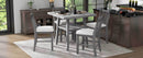5-Piece Counter Height Dining Table Set in 2 Table Sizes with 4 Folding Leaves and 4 Upholstered Chairs for Dining Room (Gray+Beige Cushion)