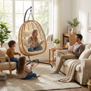 Set of 2 Egg Chairs with Stand - Patio Wicker Hanging Hammock Swing by HouseOfZazla